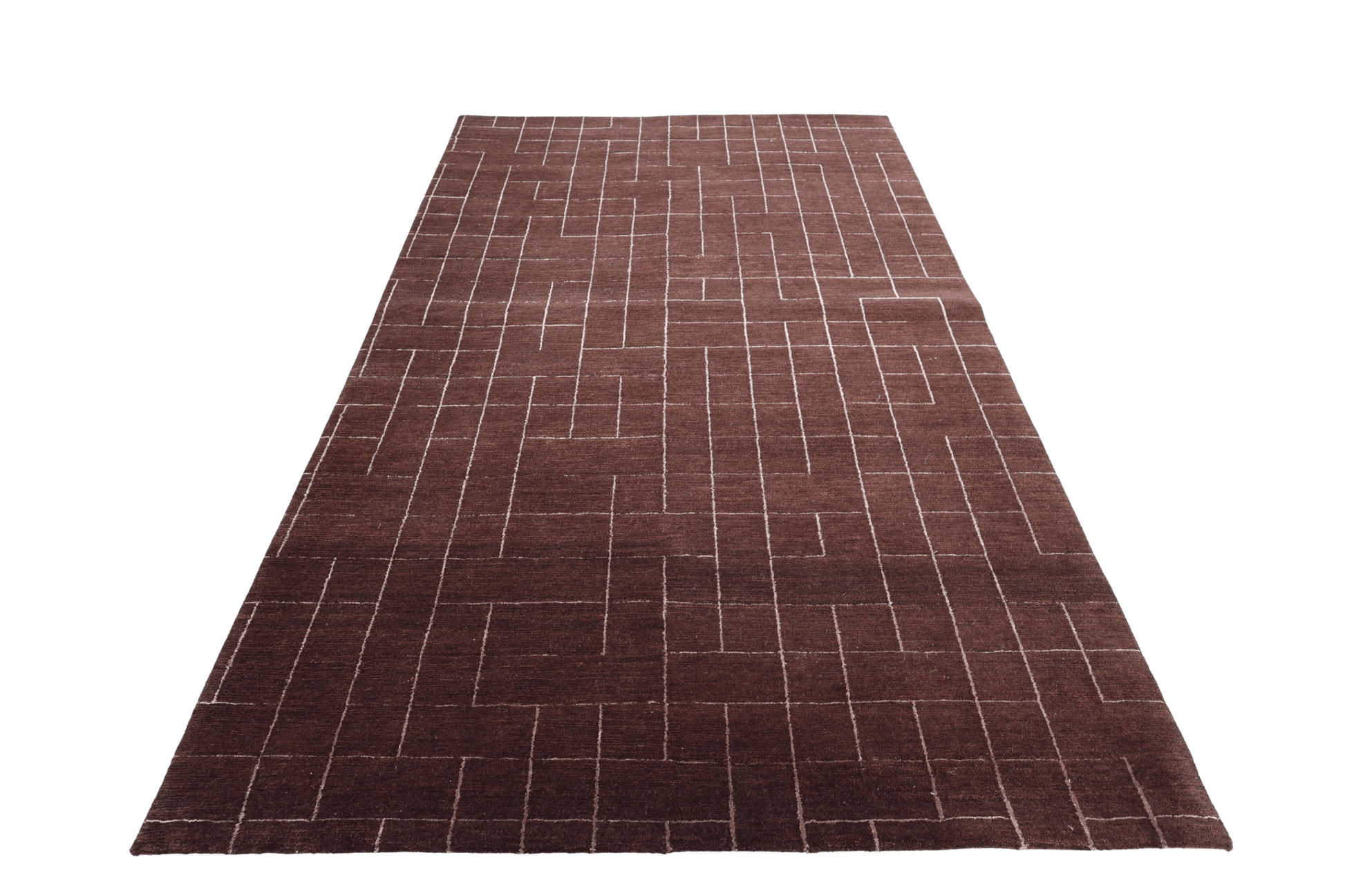 Minimal Maze - Brun/Vinröd - Designmatta.se