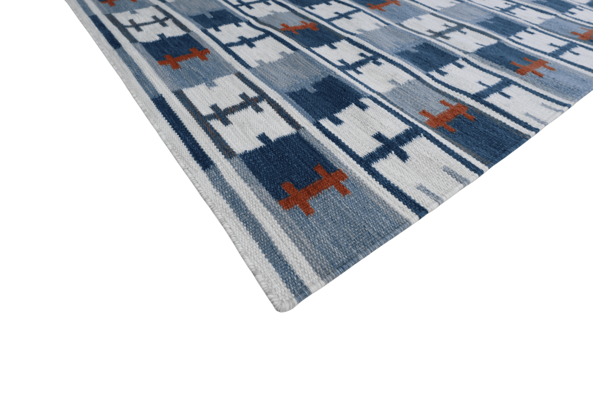 Röllakan skärgårds rutan - Blå - Designmatta.se