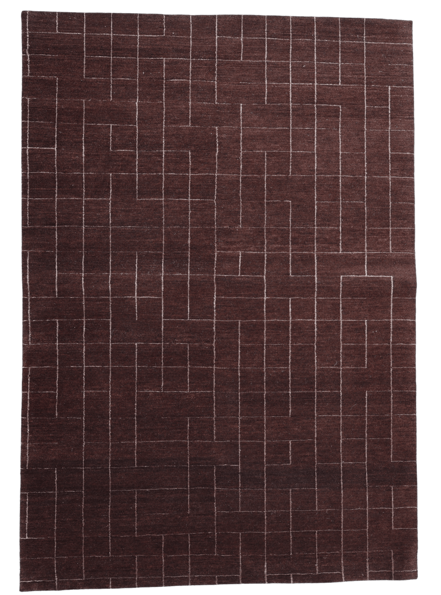 Minimal Maze - Brun/Vinröd - Designmatta.se