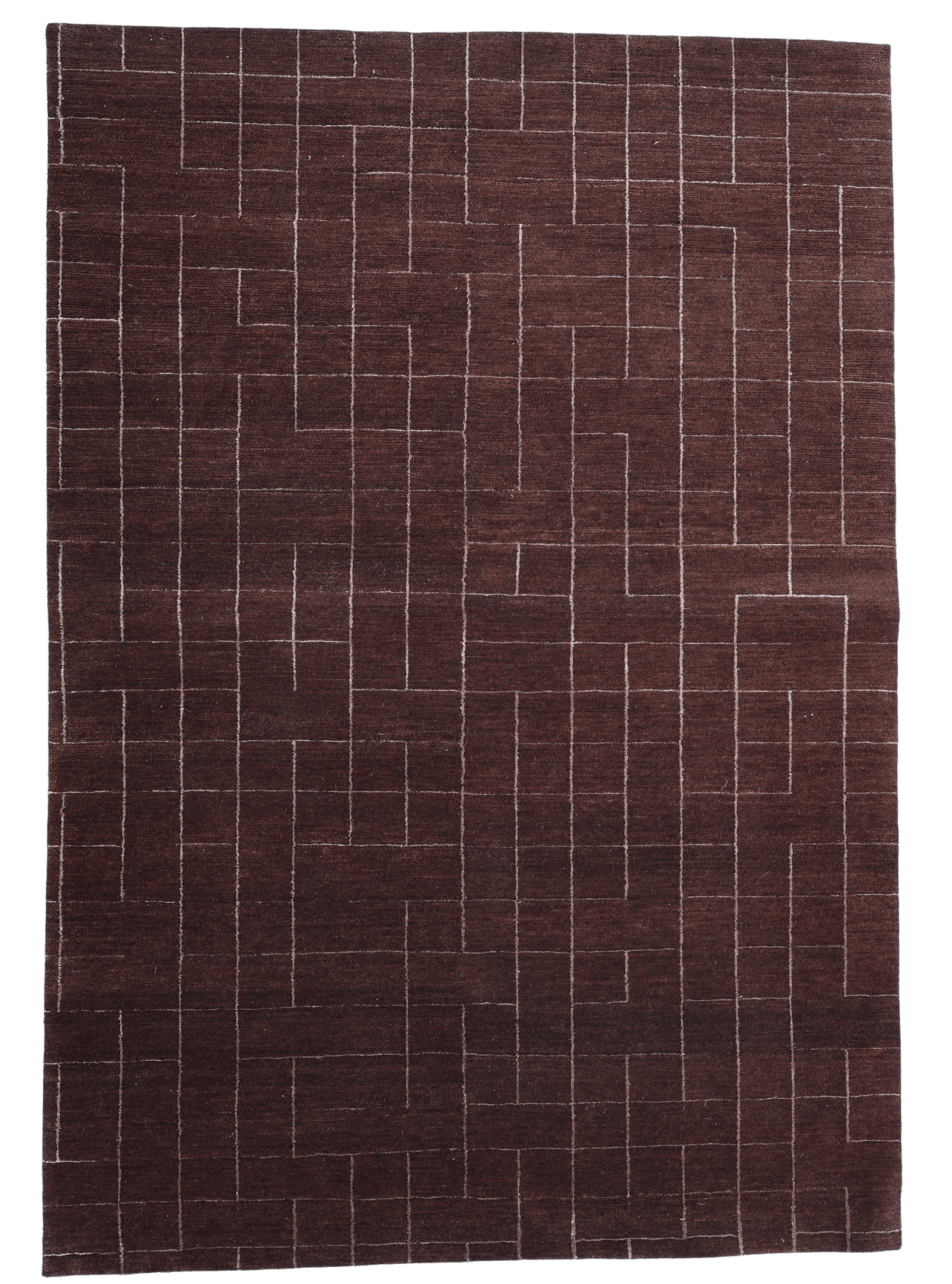 Minimal Maze - Brun/Vinröd - Designmatta.se