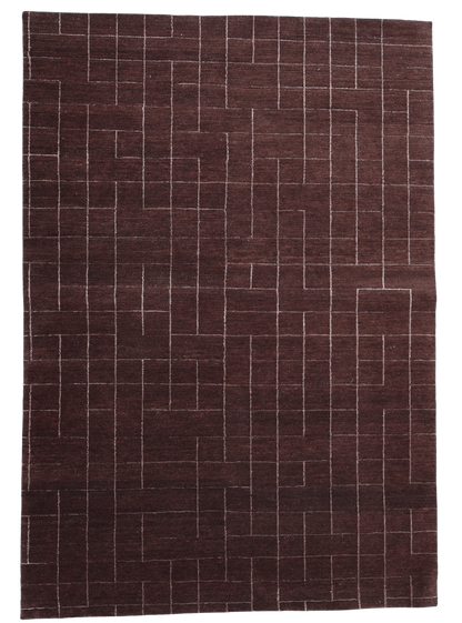 Minimal Maze - Brun/Vinröd - Designmatta.se