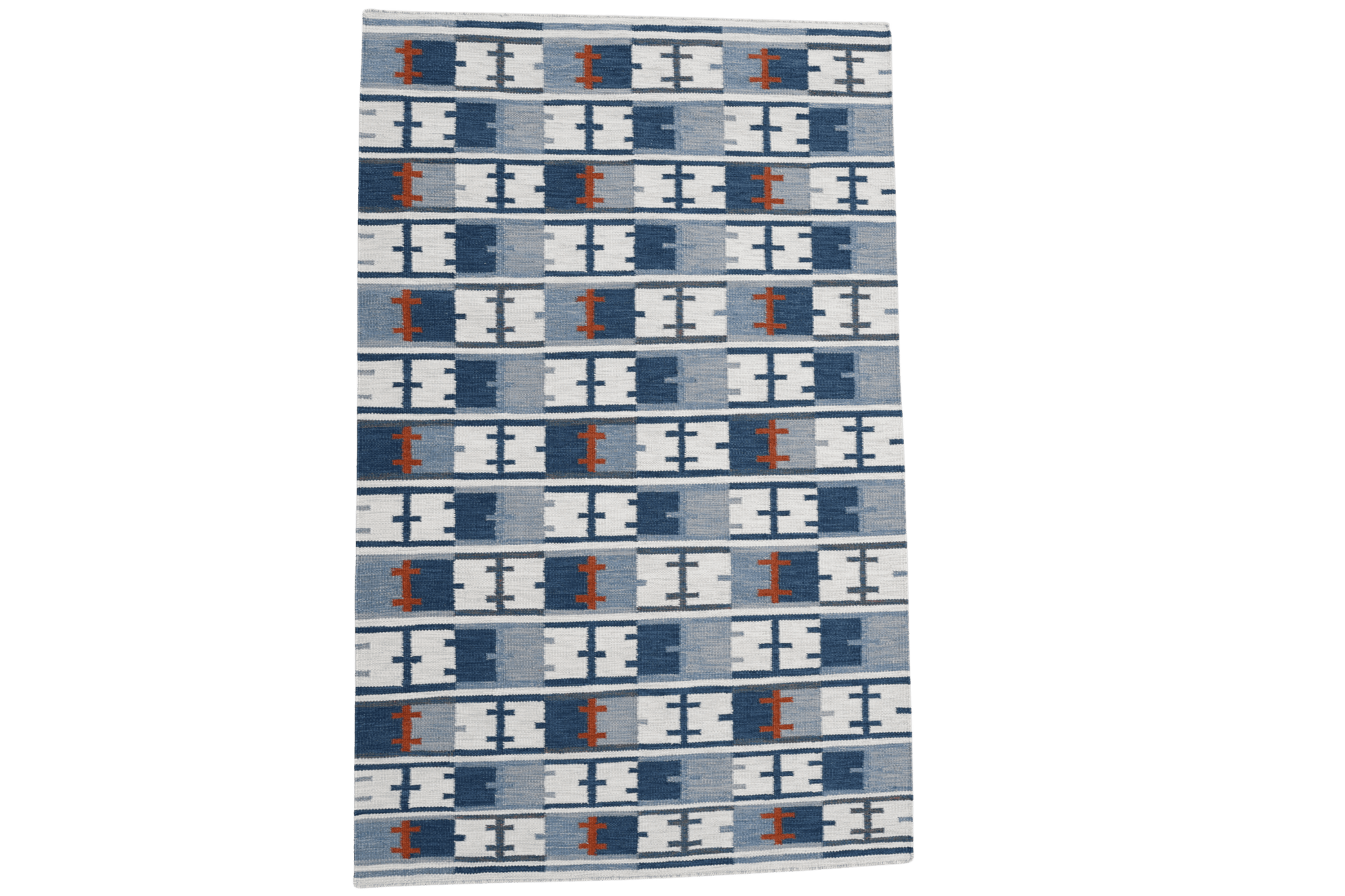 Röllakan skärgårds rutan - Blå - Designmatta.se