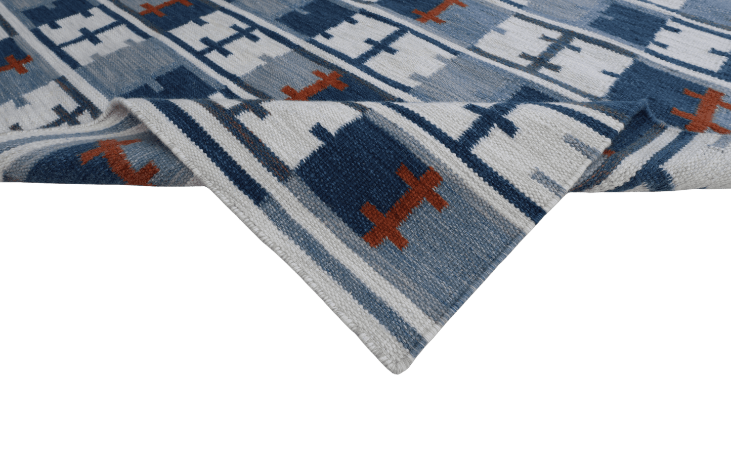 Röllakan skärgårds rutan - Blå - Designmatta.se