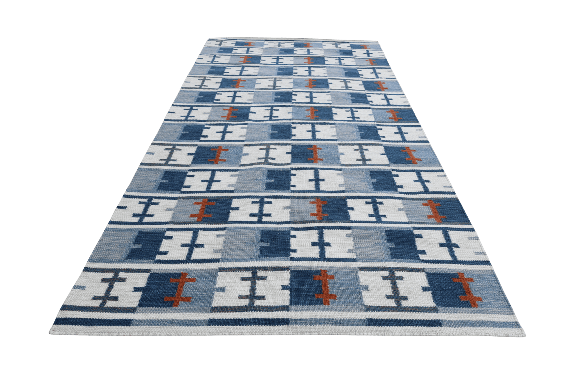 Röllakan skärgårds rutan - Blå - Designmatta.se