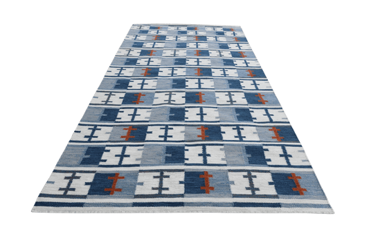 Röllakan skärgårds rutan - Blå - Designmatta.se