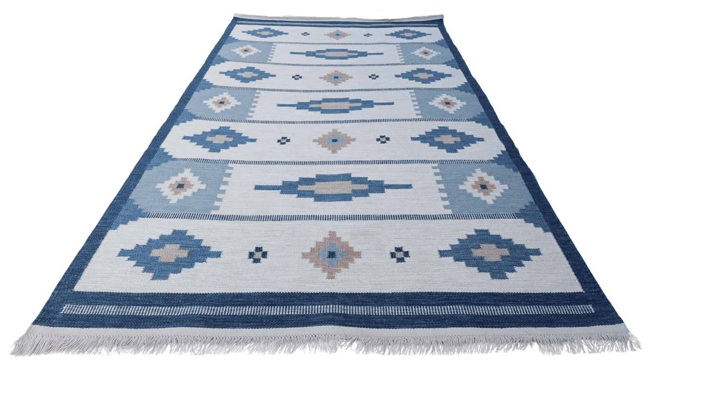 Röllakan Korallen - blå - Designmatta.se